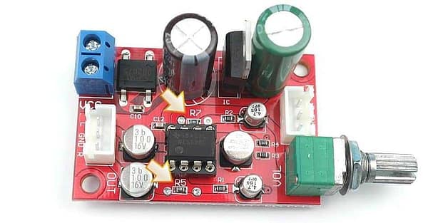 Pré-amplificador com volume funciona em 12v ne5532