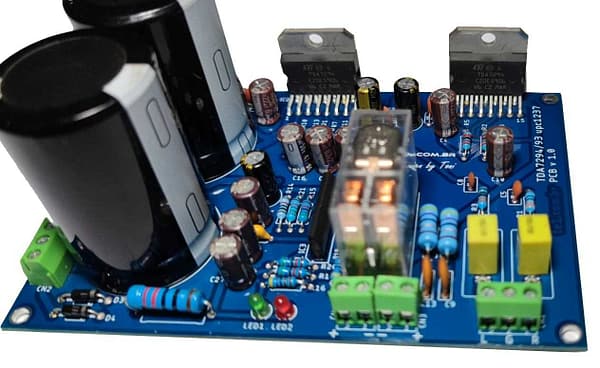 Placa montada amplificador ci tda7294 proteção upc1237 relé