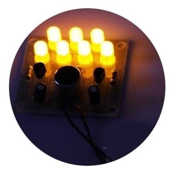 Kit de eletrônica para montar 7 led amarelo no ritmo música