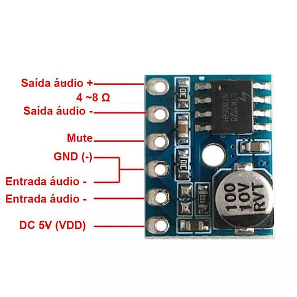 Xpt8871 mini amplificador de áudio 3w funciona 5v ou bateria