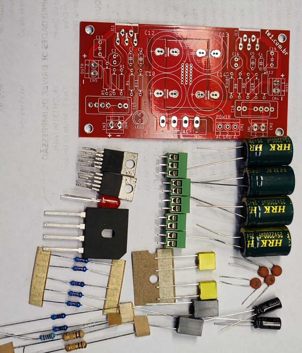 Ci tda2040 kit montar amplificador estéreo ou ponte 25w x2