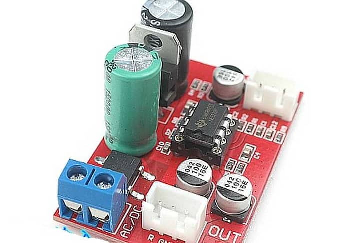 Placa montada pré amplificador para microfone dinâmico 12v