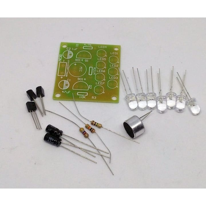 Kit de eletrônica para montar led rítmico7 led azul no ritmo musica