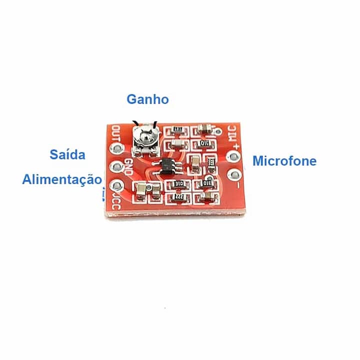 Max4466 mini amplificador microfone eletreto ajustável