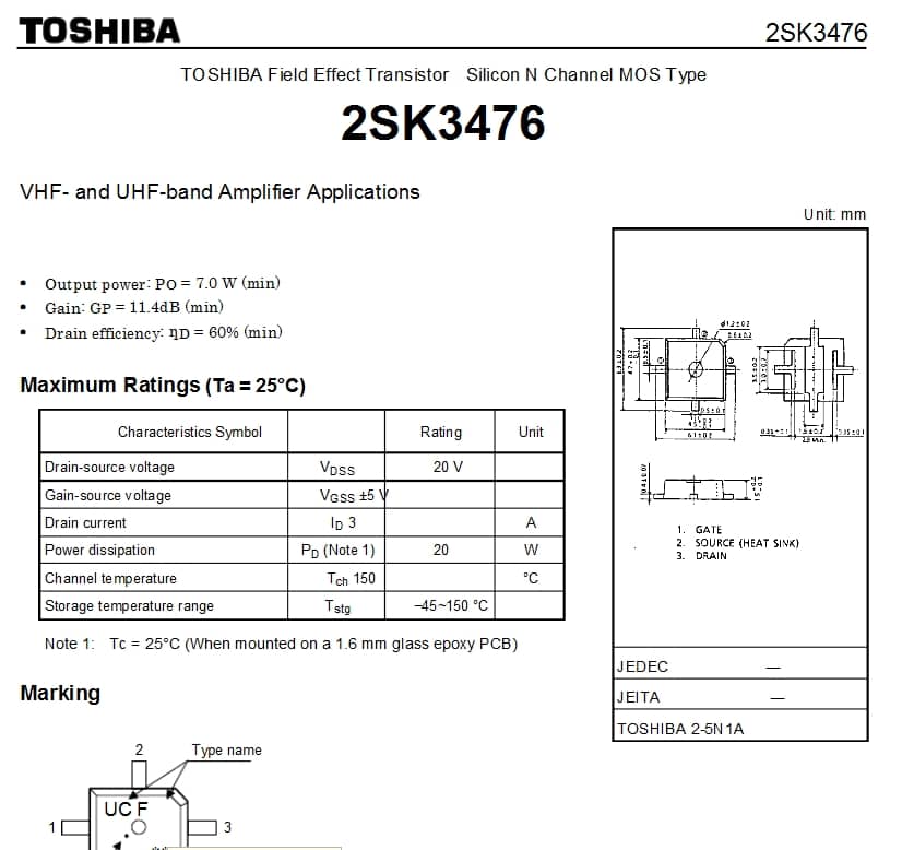 Comprar 2SK3476 Mosfet De RF P Icom Ic V8 E Vx 160 Vx 180 UDF Toni