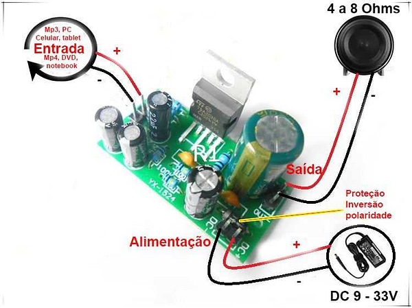 Tda2030a kit para montar amplificador ci tda2030 18w 12v 24v