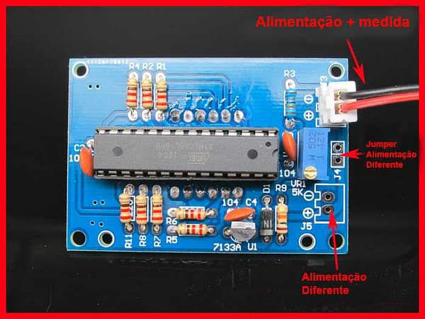 Kit para montar voltímetro display digital com atmega8l
