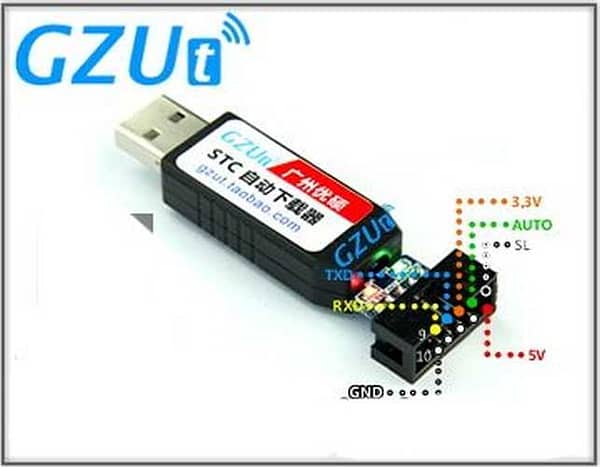 Gzut gravador programador usb microcontrolador stc icsp 8051