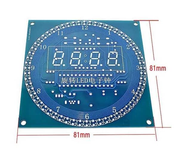 Kit montar relógio digital rotativo led termômetro com case