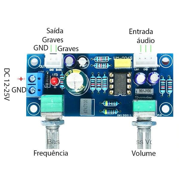 Kit montar pré filtro ativo grave subwoofer 20 200hz ne5532