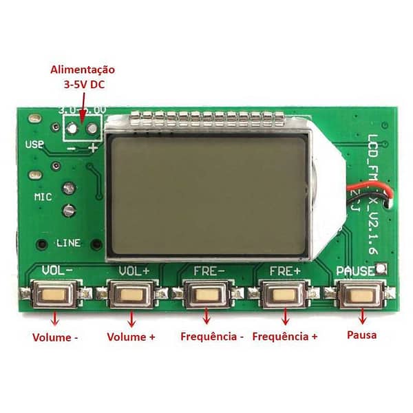 Módulo transmissor de fm para computador pll digital usb