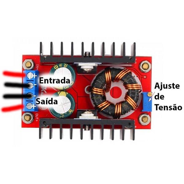 Módulo fonte de alimentação ajustável step up booster 150w