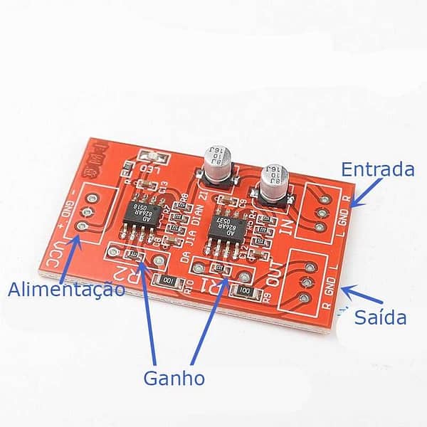 Pré-amplificador com 2 amplificador operacional ad826 ne5532
