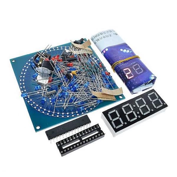 Kit montar relógio digital rotativo led termômetro com case