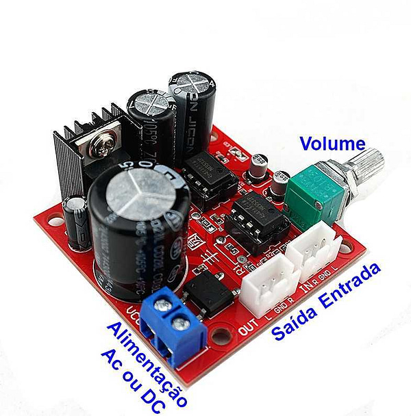 Pré-amplificador com 2 amplificador operacional volume hifi