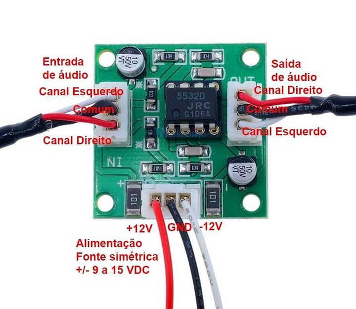 Placa montada pré-amplificador