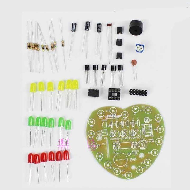Kit montar placa com leds forma coração ci lm393 musical ldr