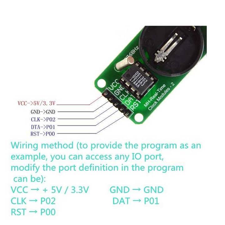 Comprar ds1302 módulo rtc ci ds1302 para arduino pic relógio tempo real