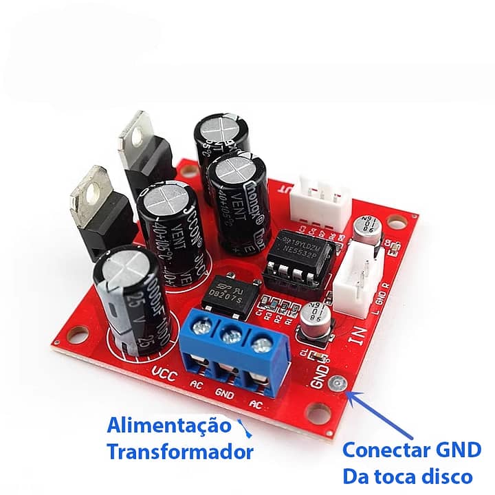 Pré-amplificador para toca disco alto ganho cápsula toca disco phono mm mc.