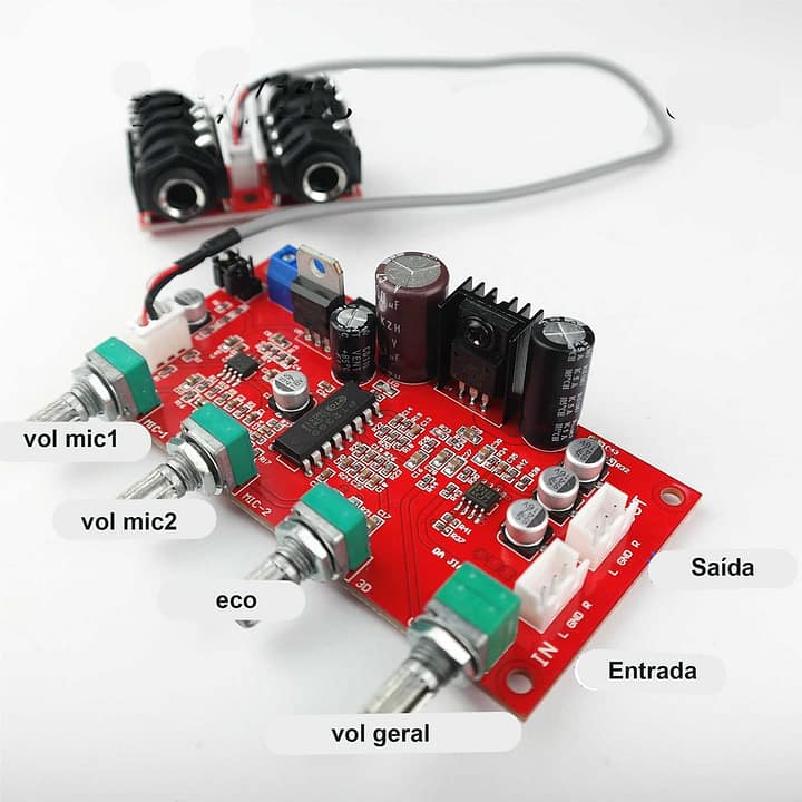 Pré-amplificador microfone eco reverberação pt2399 cd2399