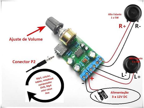 Comprar TDA2822 placa montada amplificador TDA2822M 2W com volume ...
